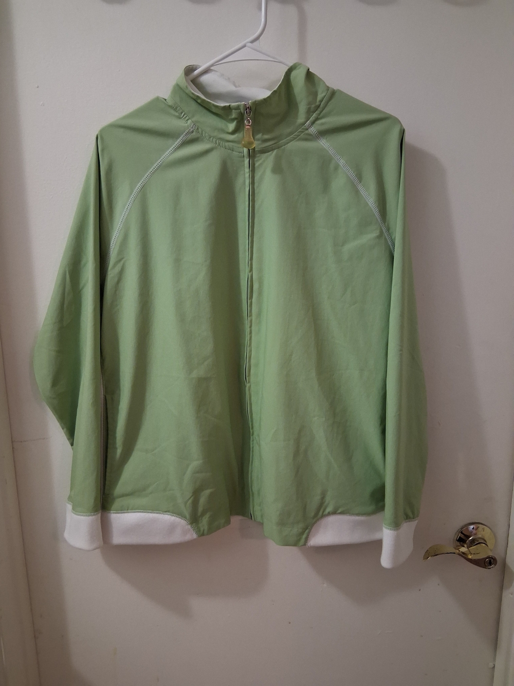 Pacers by Karen Scott Vintage Retro Women’s L Green/White Full Zip track jacket